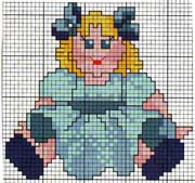 Schema punto croce Bambola-seduta