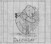 Schema punto croce Calendario Winnie Dicembre