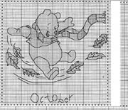 Schema punto croce Calendario Winnie Ottobre