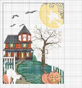 Schema punto croce Casa-halloween