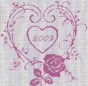 Schema punto croce Cuore-2009