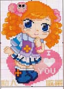 Schema punto croce Cuscino Amore Bimba