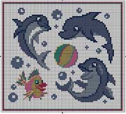 Schema punto croce Delfini-giocano