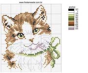 Schema punto croce Gatto-fiocco