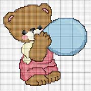 Schema punto croce Orsetto-palloncino