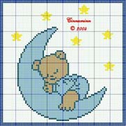 Schema punto croce Orso-su-luna