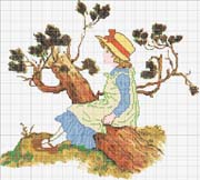 Schema punto croce Ragazza-su-tronco