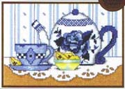 Schema punto croce Teiera-blu