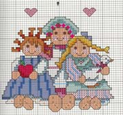 Schema punto croce Tre-bamboline