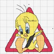 Schema punto croce Tweety-bebe-a-bordo