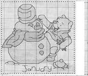 Schema punto croce Winnie-gennaio