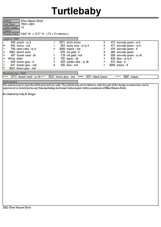 Schema punto croce Tartaruga baby 1