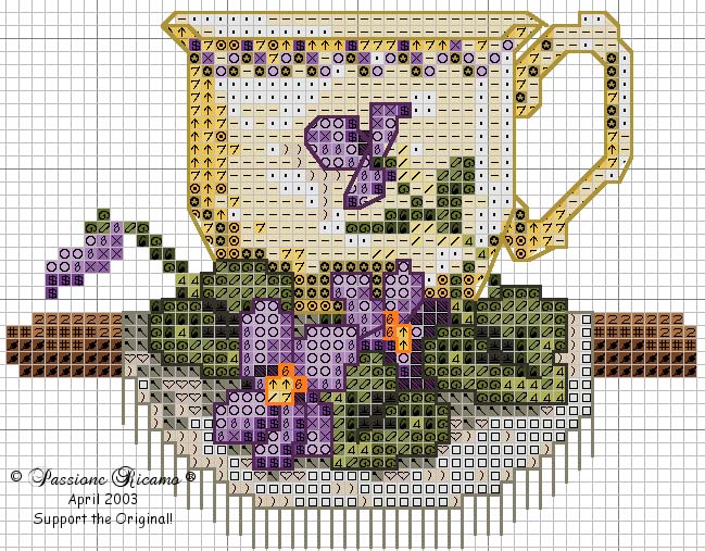 Schema punto croce Tazza passione ricamo 1