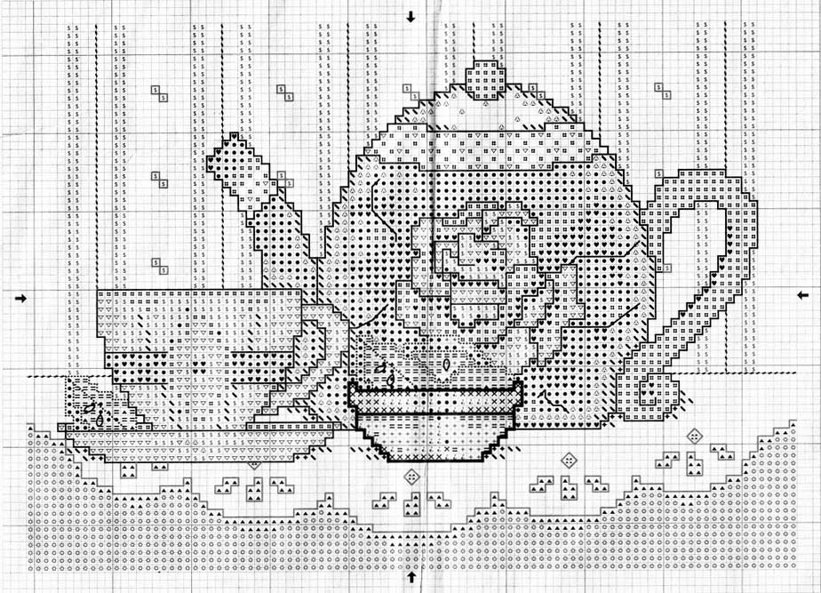 Schema punto croce Teiera blu 1
