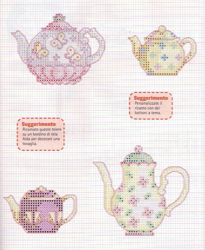 Schema punto croce Teiere 3