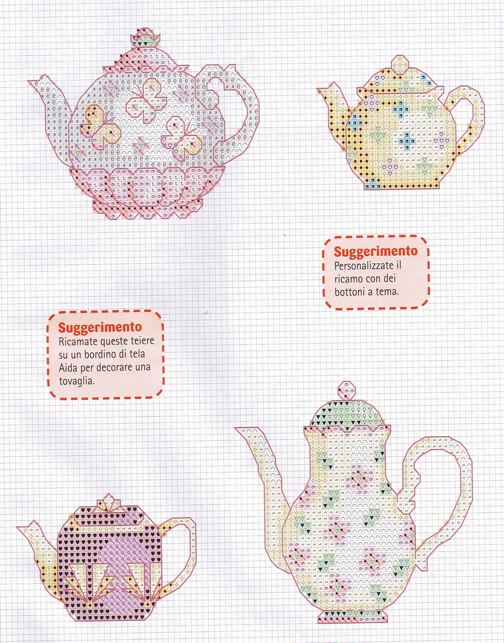 Schema punto croce Teiere