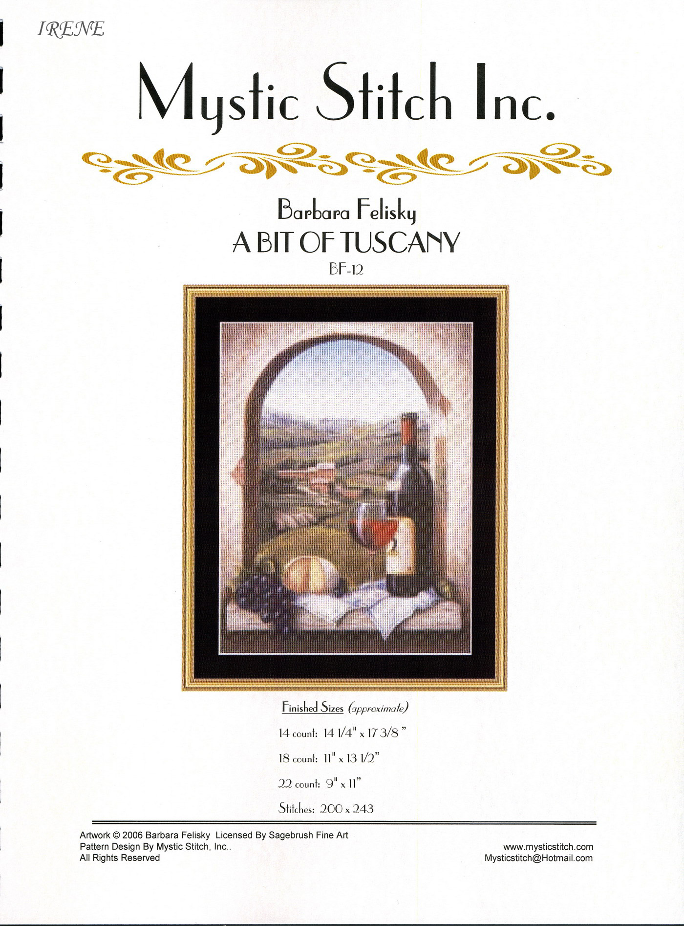 Schema punto croce Toscana vino 1