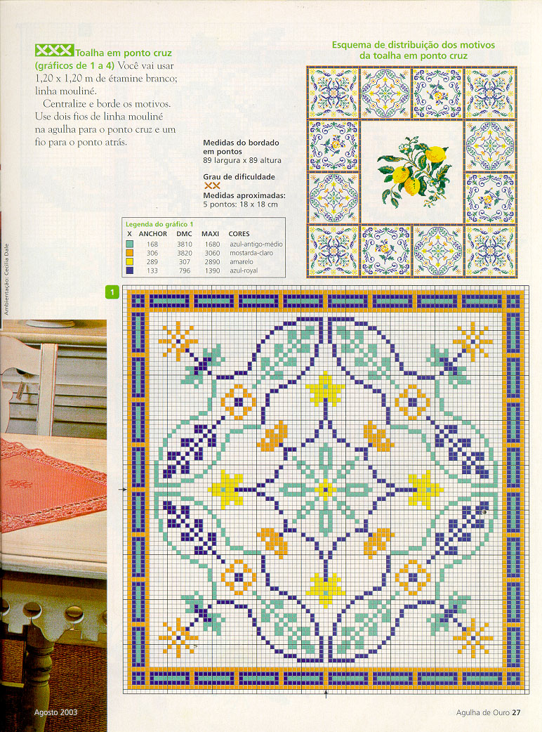 Schema punto croce Tovaglia piastrelle 2