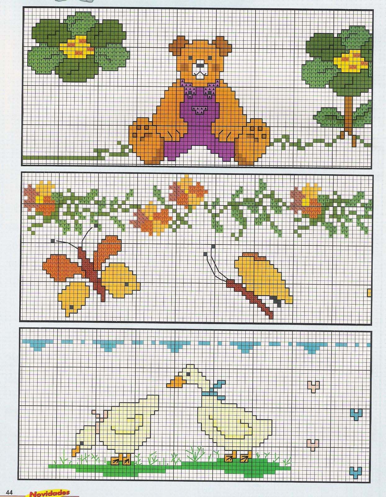 Schema punto croce Tre motivi