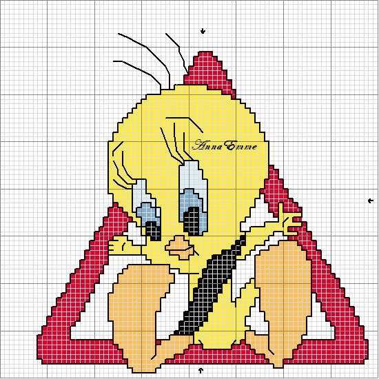 Schema punto croce Tweety bebe a bordo