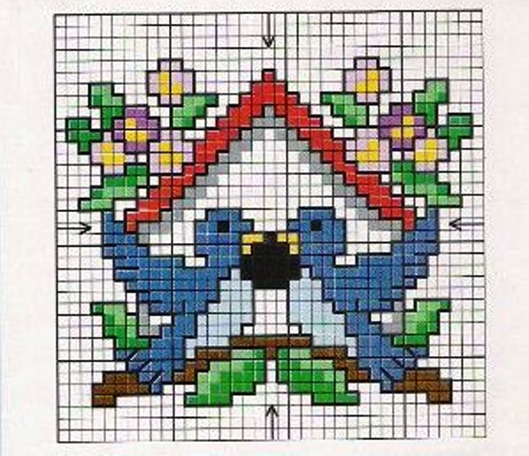 Schema punto croce Uccellini
