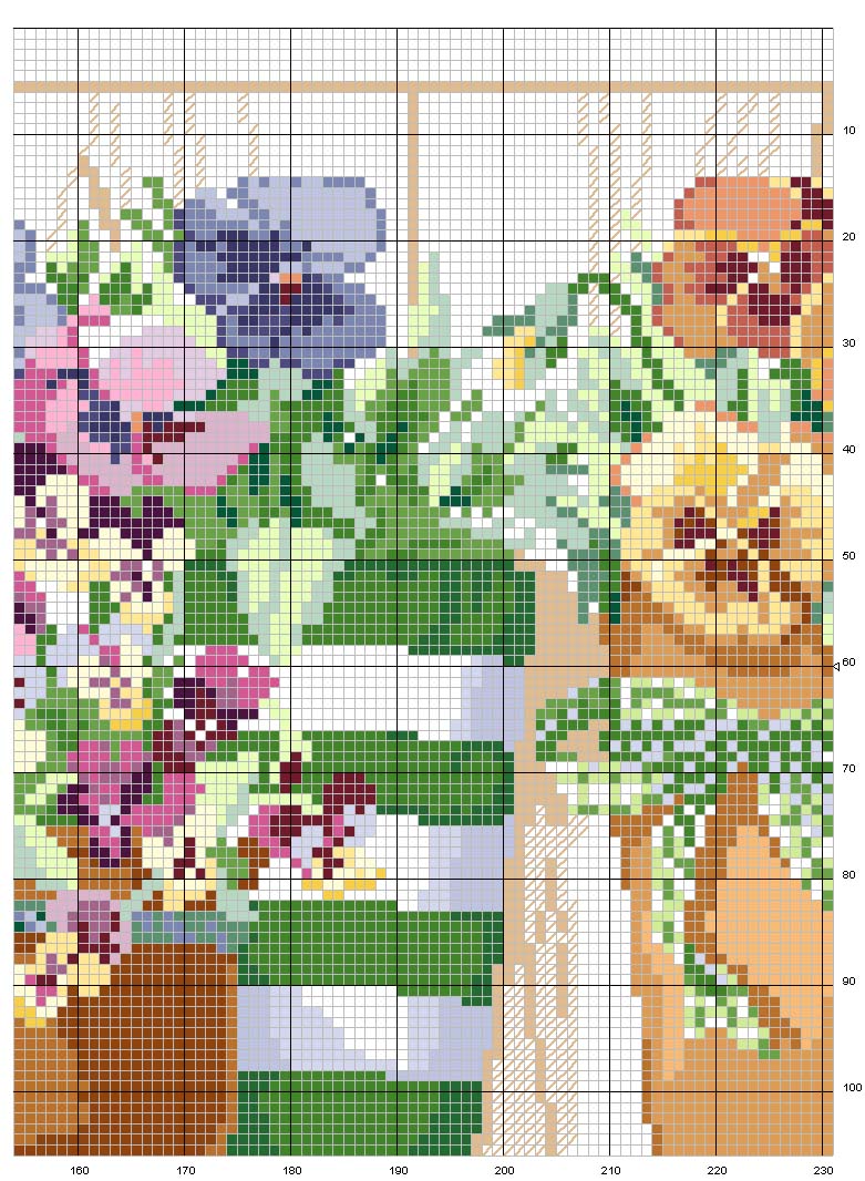 Schema punto croce Vasi fiori 5