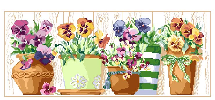 Schema punto croce Vasi fiori