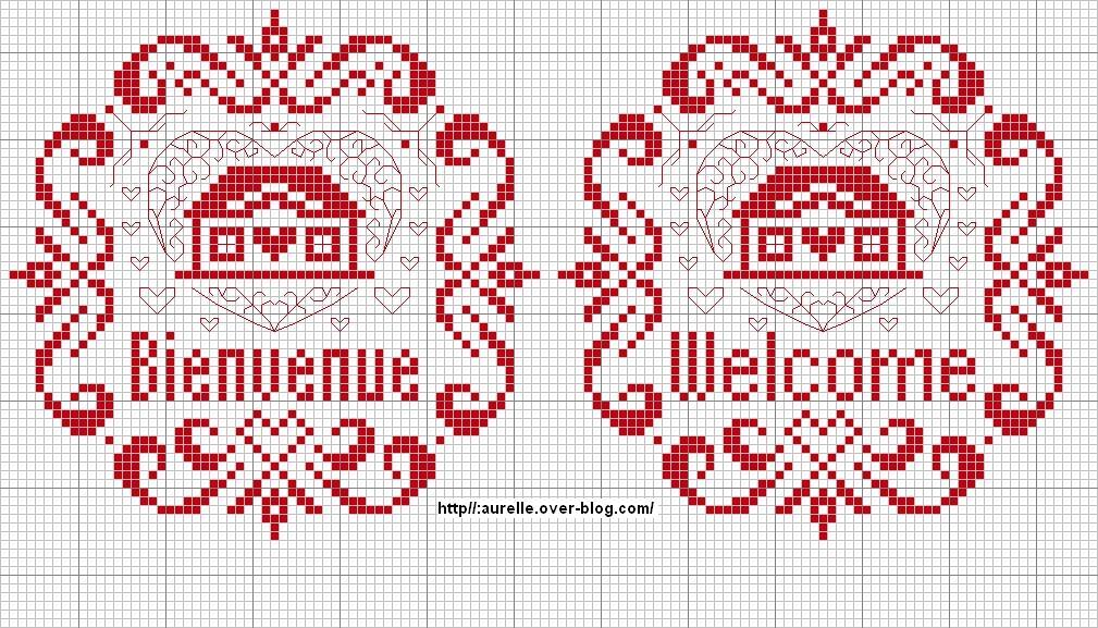 Schema punto croce Welcome casetta