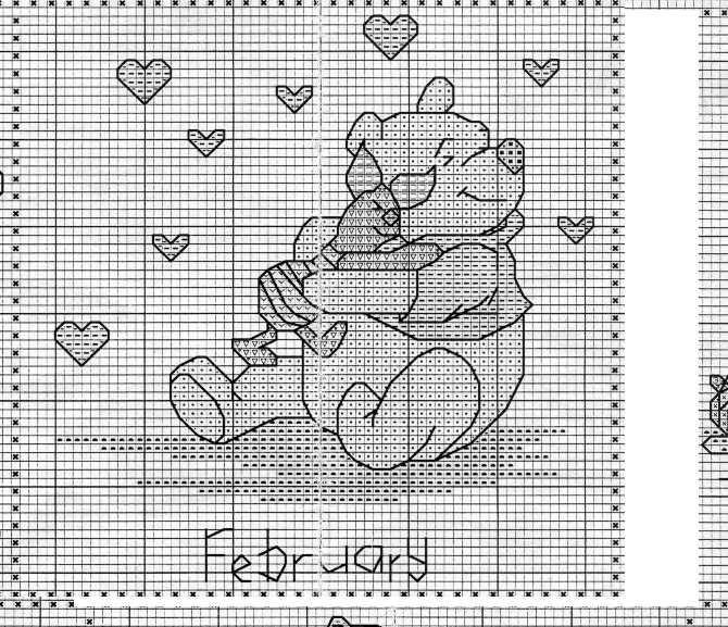 Schema punto croce Winnie febbraio