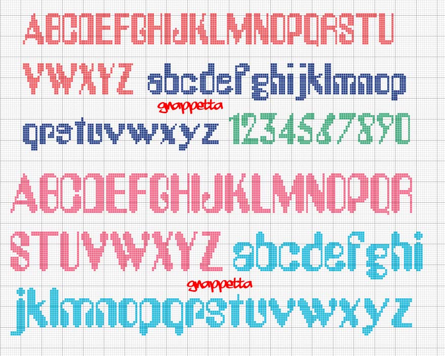 Schema punto croce Alfabeto yellow