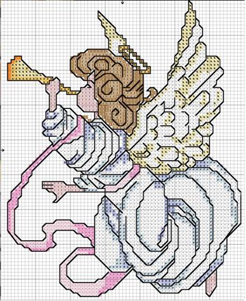 Schema punto croce Angelo suona