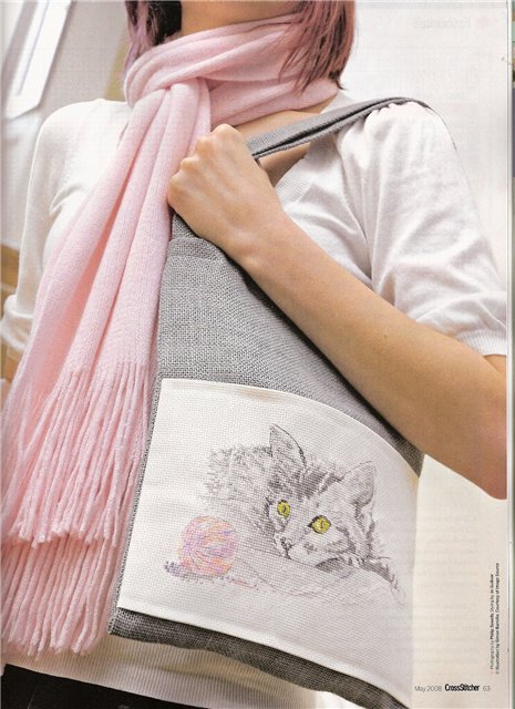 Schema punto croce Borsa gattino 1