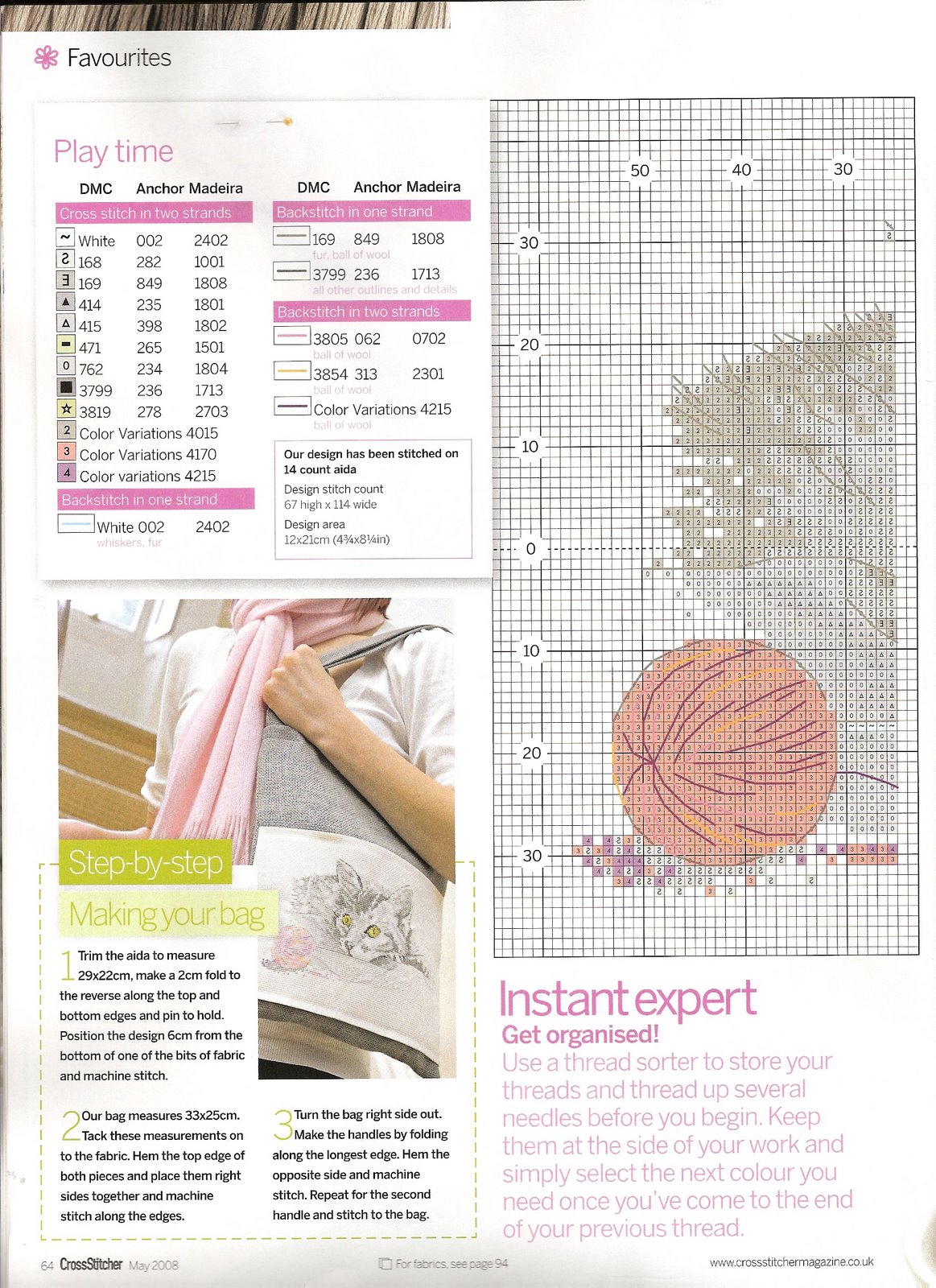 Schema punto croce Borsa gattino 3