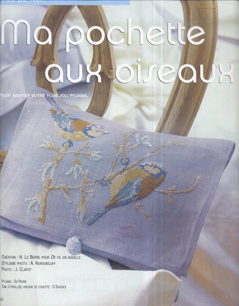 Schema punto croce Borsetta uccellini 1