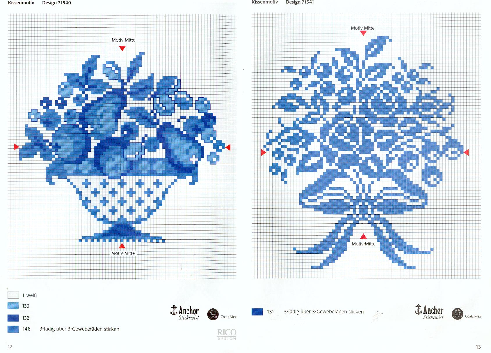 Schema punto croce Bouquet blu