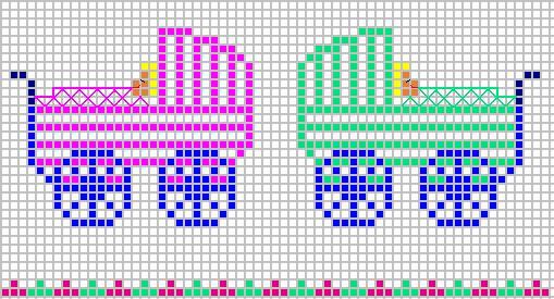 Schema punto croce Carrozzine