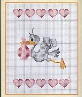 Schema punto croce Cicogna bimba