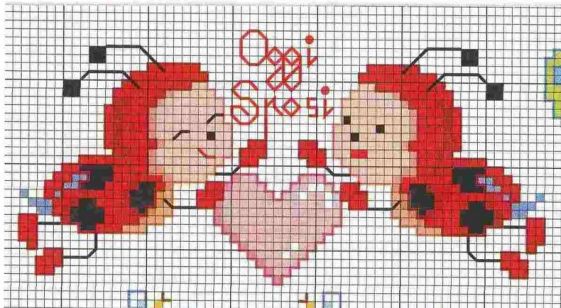 Schema punto croce Coccinelle sposi