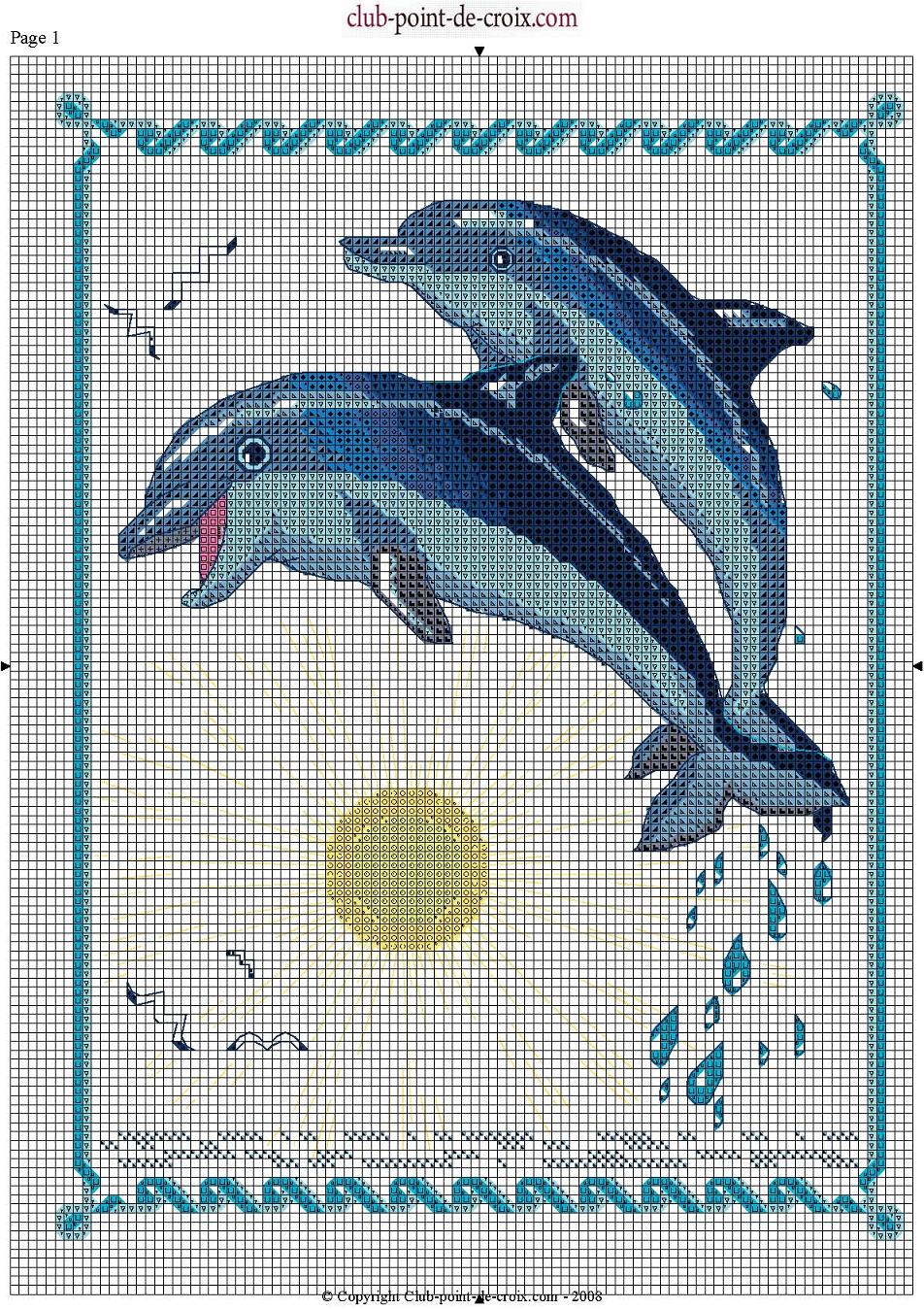 Schema punto croce Coppia delfini