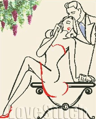 Schema punto croce Coppia seduta 1