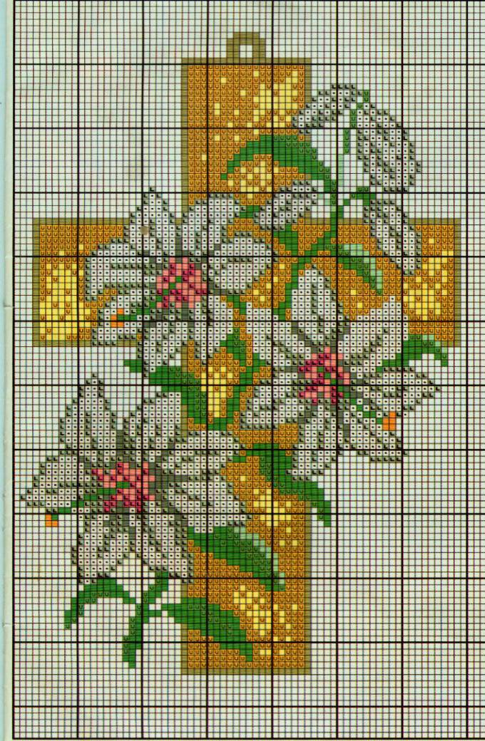 Schema punto croce Croce fiori