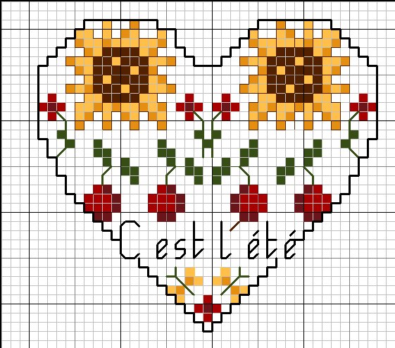 Schema punto croce Cuore estate