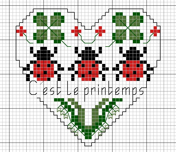 Schema punto croce Cuore primavera