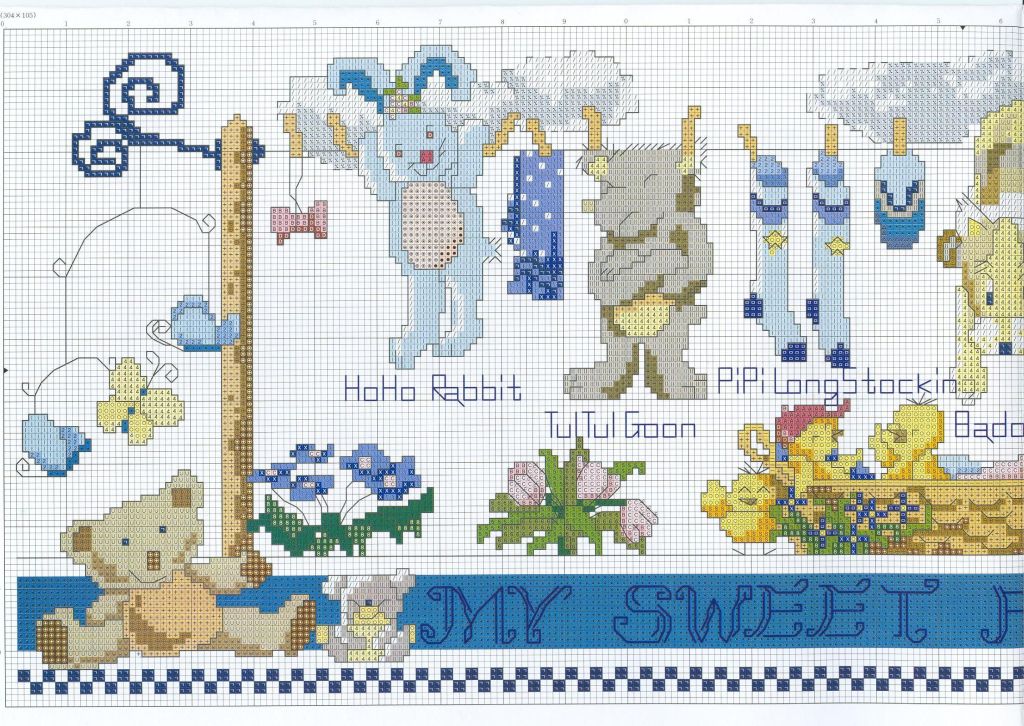 Schema punto croce Disegni portapigiamino 2