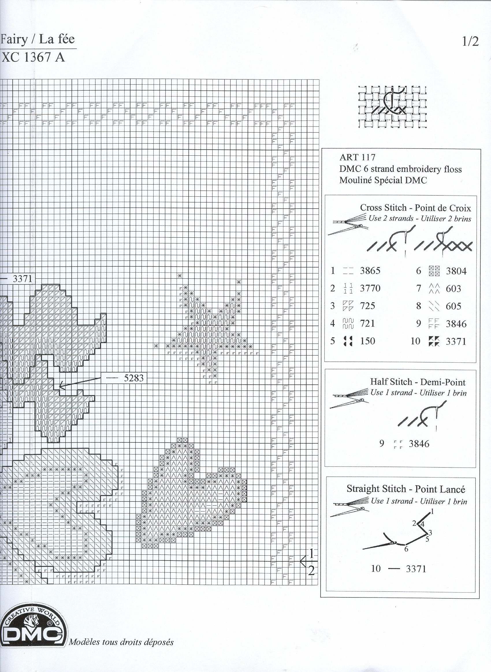 Schema punto croce Fatina gialla 3