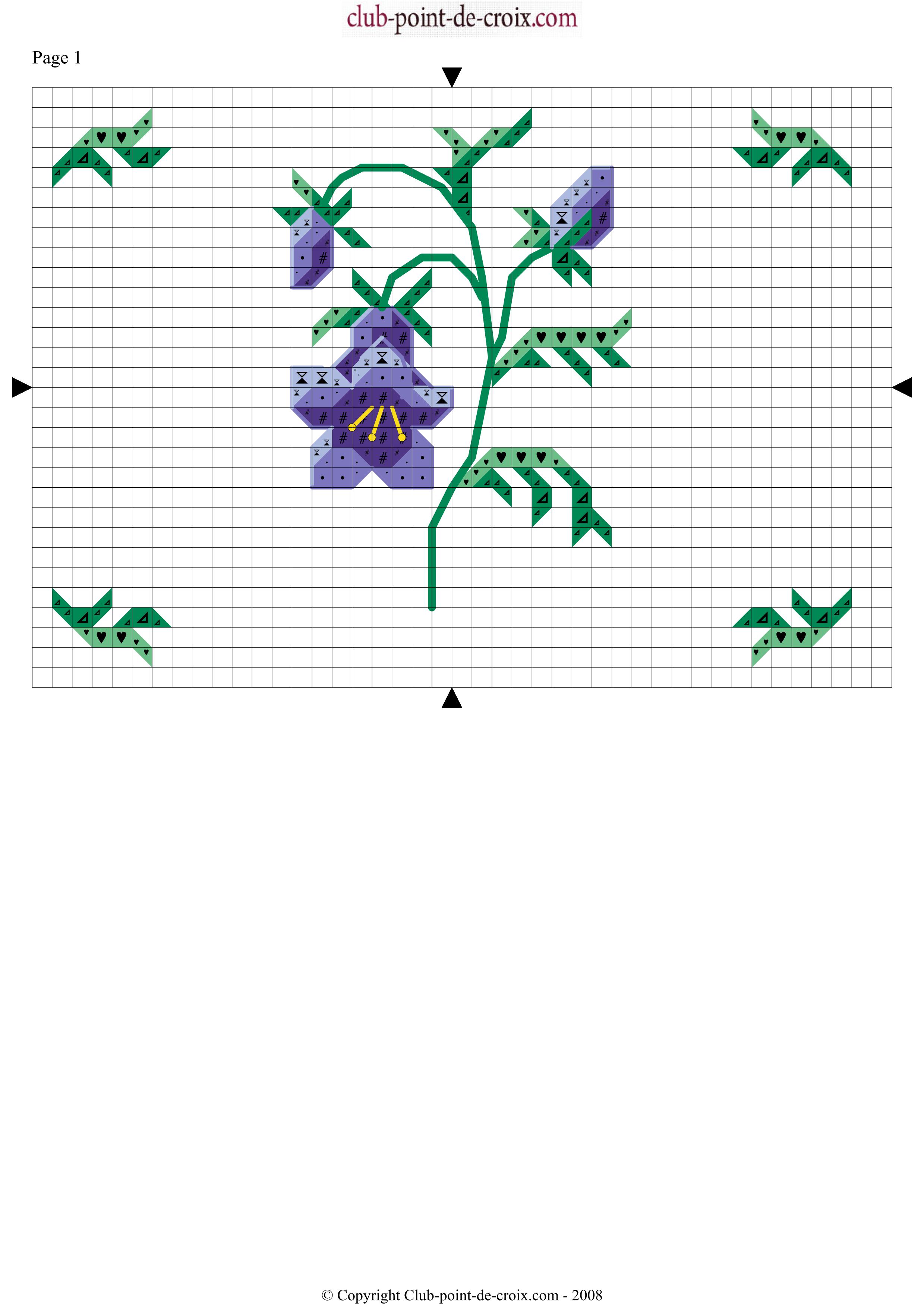 Schema punto croce Fiore viola 1