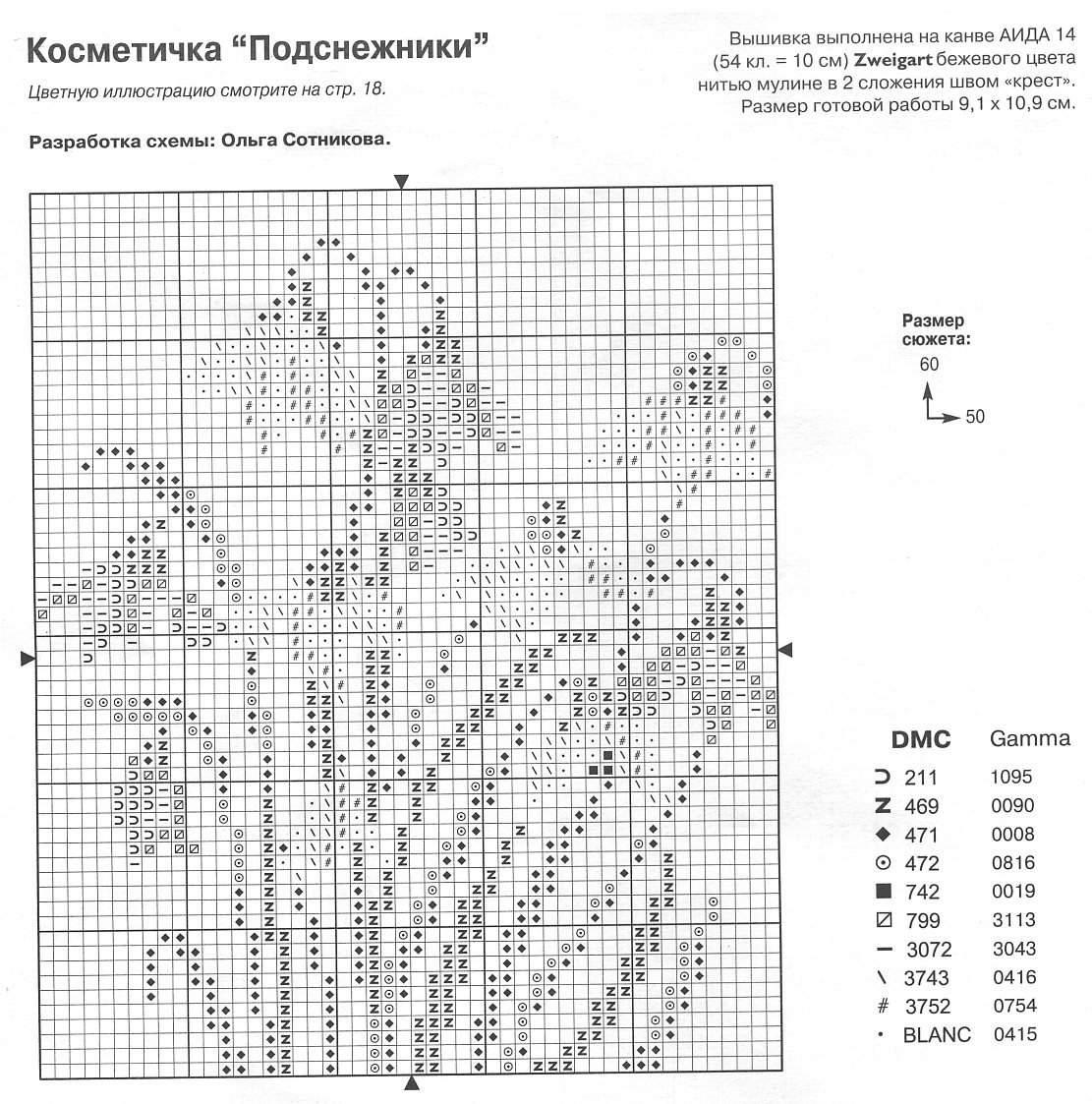 Schema punto croce Fiori delicati 2