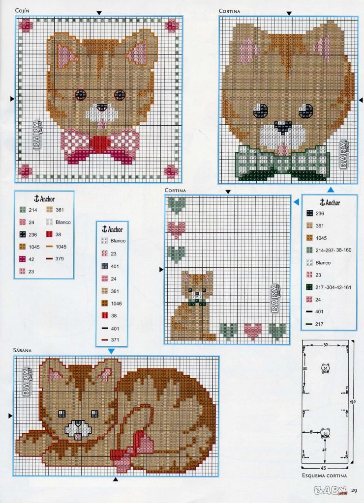 Schema punto croce Gattini