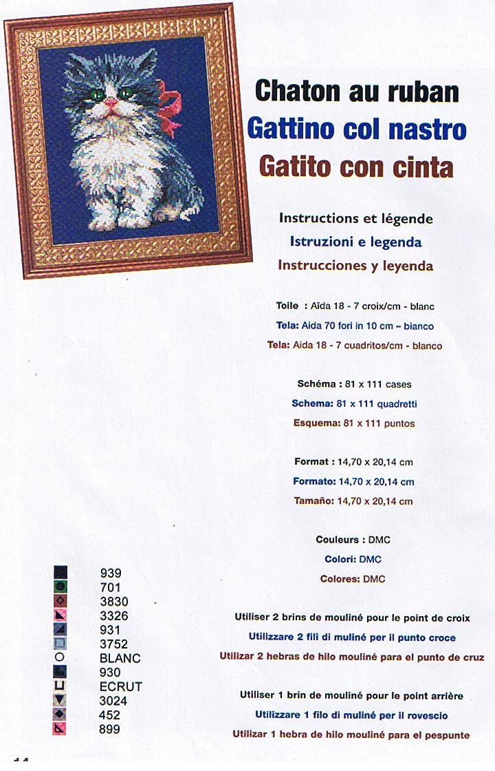 Schema punto croce Gattino piccolo 1