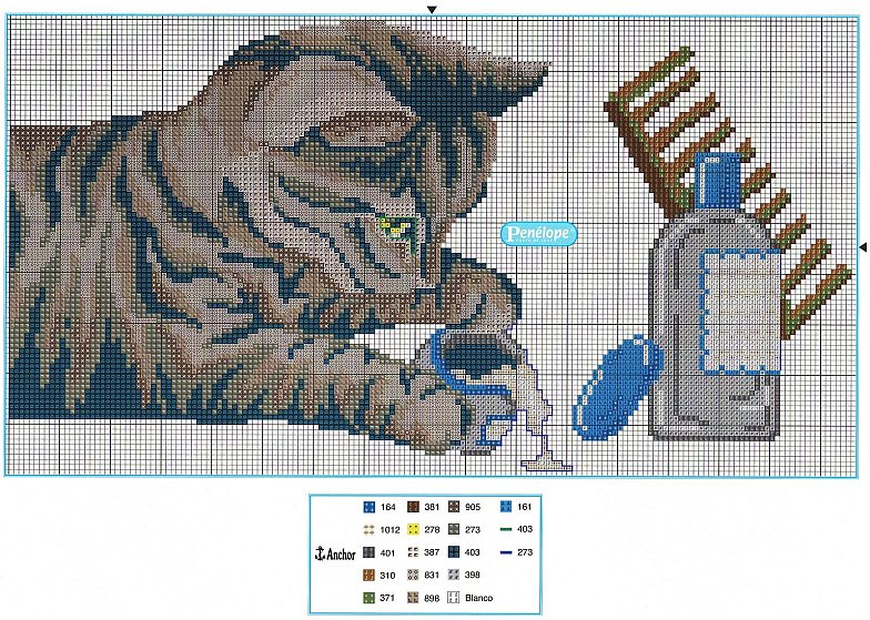 Schema punto croce Gatto che gioca 2